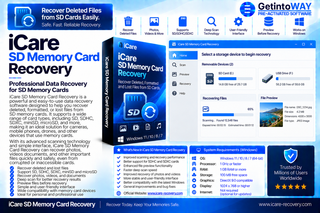 iCare SD Memory Card Recovery 4.0.1.2 iCare SD Memory Card Recovery Pre-Activated