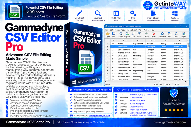 Gammadyne CSV Editor Pro Pre-Activated