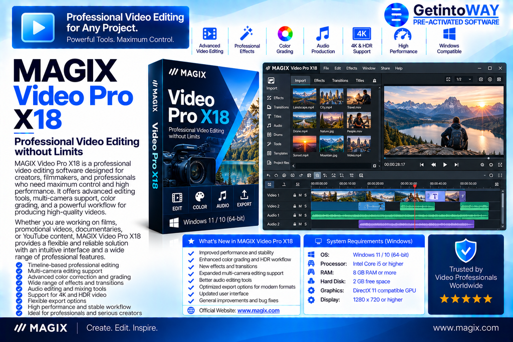 MAGIX Video Pro X18 24.0.1.342 MAGIX Video Pro Pre-Activated
