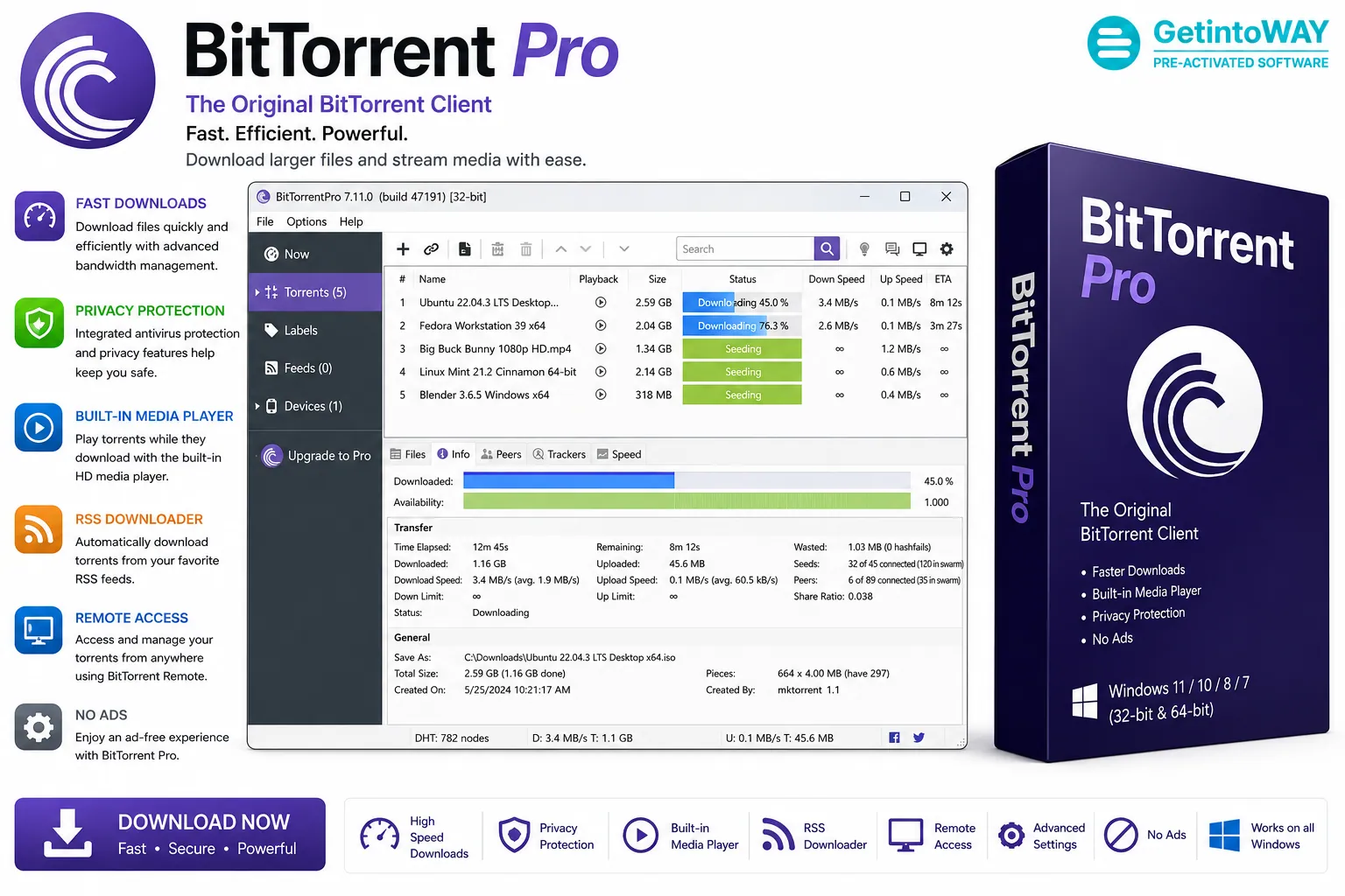 BitTorrent Pro 7.11.0.47255 BitTorrent Pro Pre-Activated