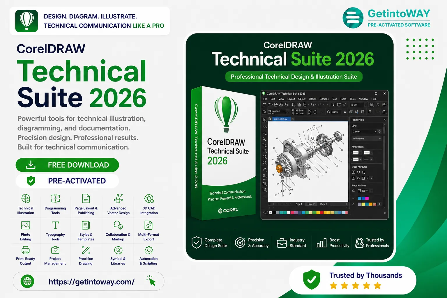 CorelDRAW Technical Suite 2026 27.1.0.129 CorelDRAW Technical Suite Pre-Activated