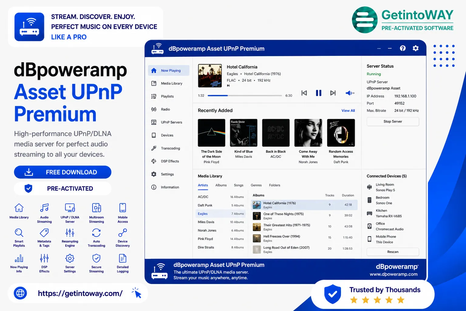 Illustrate dBpoweramp Asset UPnP Premium 2026.08.19 dBpoweramp Asset UPnP Pre-Activated