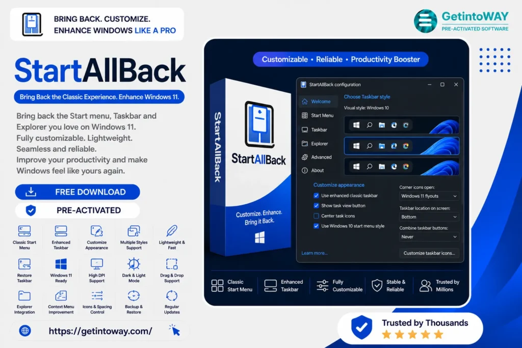 StartAllBack++ 3.9.24.5382 StartAllBack Pre-Activated