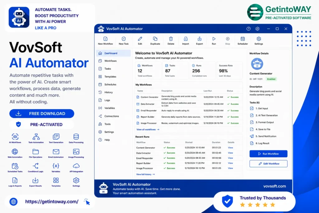 VovSoft AI Automator 1.5 VovSoft AI Automator Pre-Activated