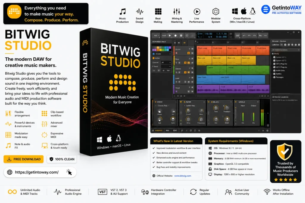 Bitwig Studio 6.1 Bitwig Studio Pre-Activated