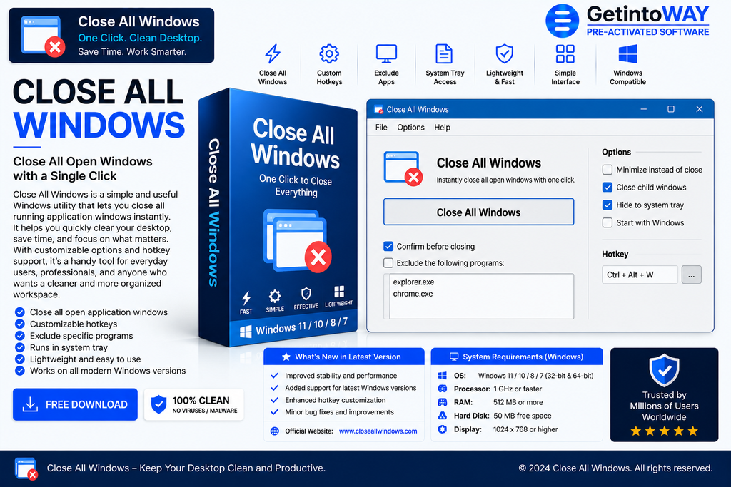 Close All Windows Pre-Activated 