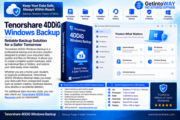 Tenorshare 4DDiG Windows Backup Pre-Activated