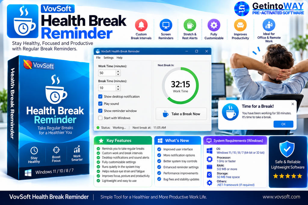 VovSoft Health Break Reminder Pre-Activated